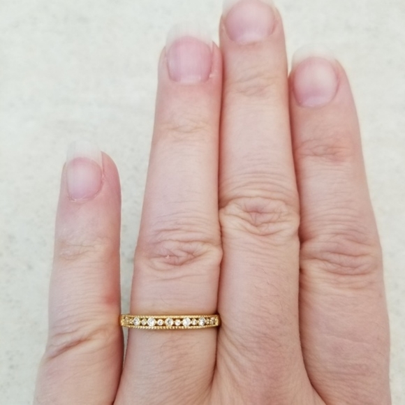 Delicate 18k Channel Set Band - Picture 6 of 9